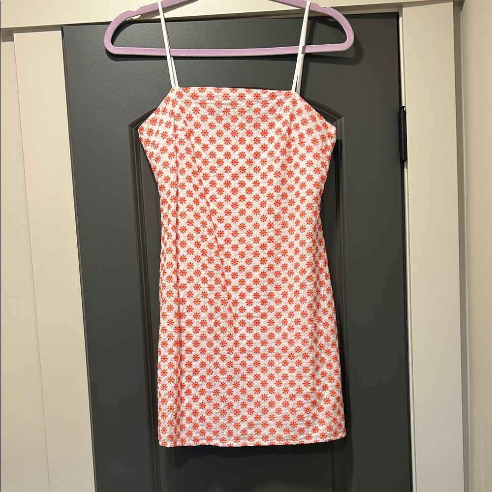 Miami Coral and White Patterned Mini Dress